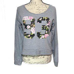 Chin Up Apparel High Low Printed Floral 93 Sweater Size XL Gray